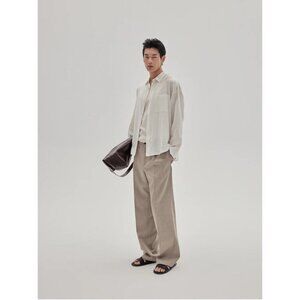 Frame Mens Size 38 Wide Leg Wool Trousers In Vintage Khaki NWT